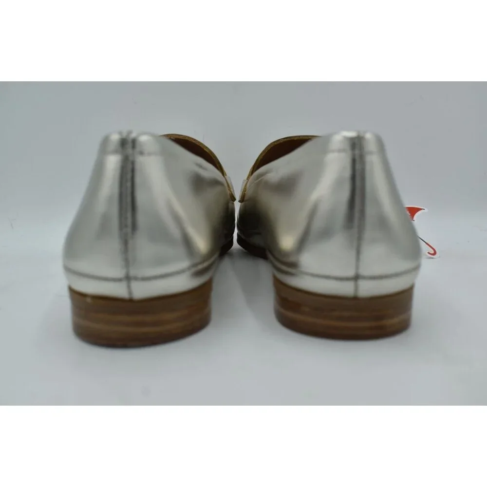 Blondo Women 9 Benita Platinum Metallic Leather Waterproof Slip On Loafers Shoes